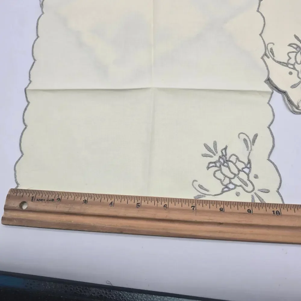 Vintage Embroidered Table Napkins Grandmacore Cottagecore Tea Party Ivory